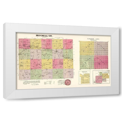 Mitchell Kansas - Everts 1887 White Modern Wood Framed Art Print by Everts