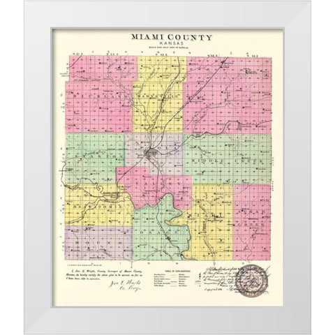 Miami Kansas - Everts 1887 White Modern Wood Framed Art Print by Everts