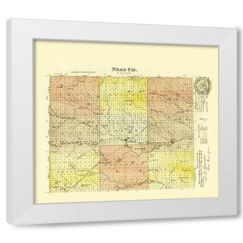 Ness Kansas - Everts 1887 White Modern Wood Framed Art Print by Everts