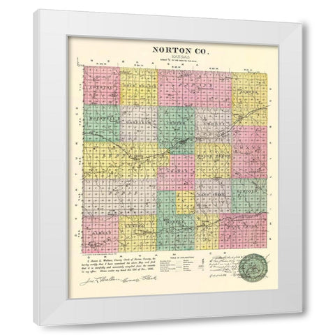 Norton Kansas - Everts 1887 White Modern Wood Framed Art Print by Everts