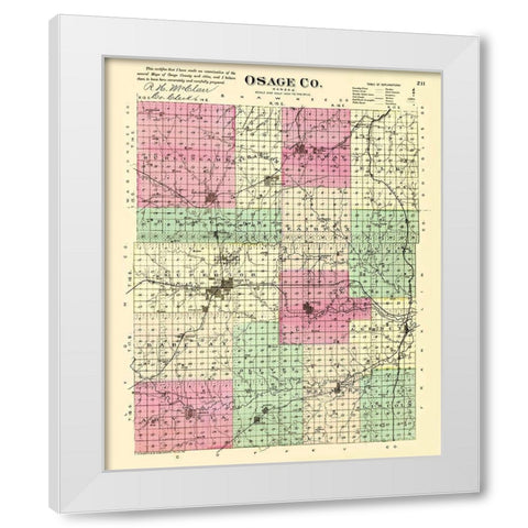 Osage Kansas - Everts 1887 White Modern Wood Framed Art Print by Everts