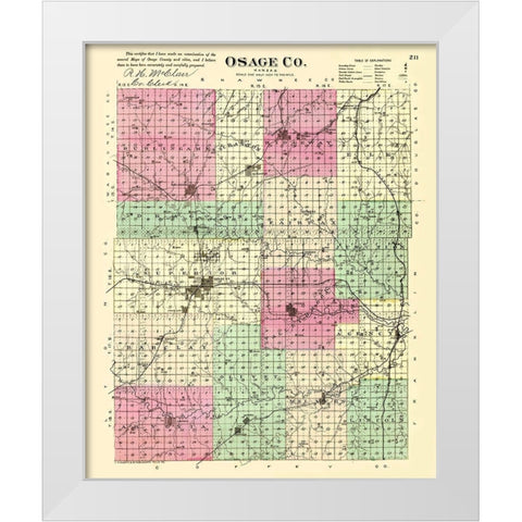 Osage Kansas - Everts 1887 White Modern Wood Framed Art Print by Everts