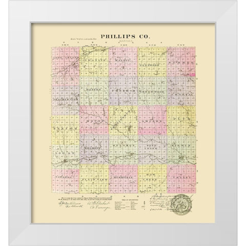 Phillips Kansas - Everts 1887 White Modern Wood Framed Art Print by Everts