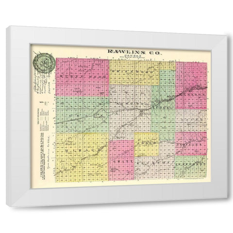 Rawlins Kansas - Everts 1887 White Modern Wood Framed Art Print by Everts