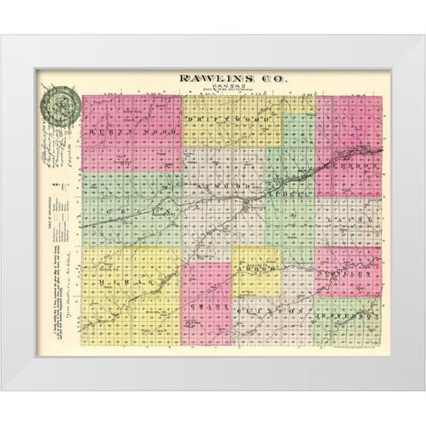 Rawlins Kansas - Everts 1887 White Modern Wood Framed Art Print by Everts
