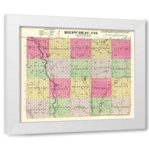 Republic Kansas - Everts 1887 White Modern Wood Framed Art Print by Everts