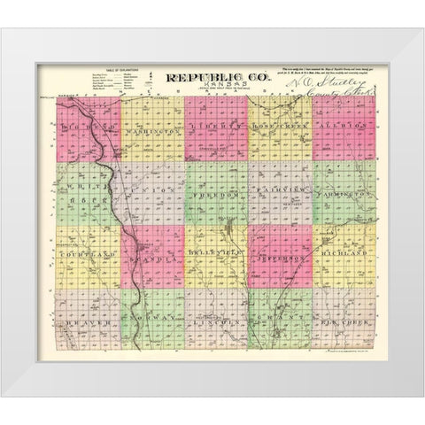 Republic Kansas - Everts 1887 White Modern Wood Framed Art Print by Everts