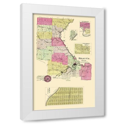 Riley Kansas - Everts 1887 White Modern Wood Framed Art Print by Everts