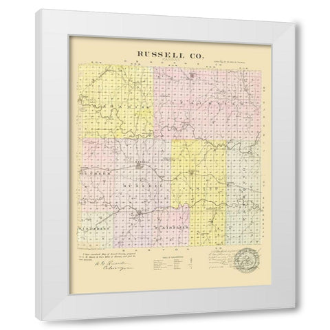 Russell Kansas - Everts 1887 White Modern Wood Framed Art Print by Everts