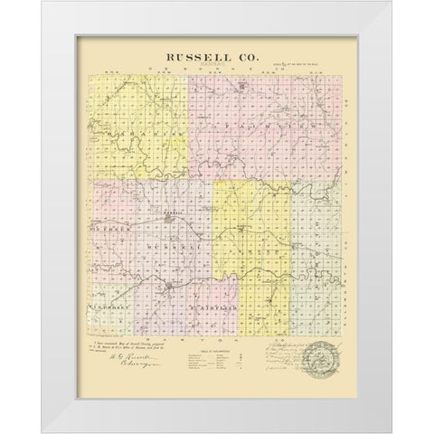 Russell Kansas - Everts 1887 White Modern Wood Framed Art Print by Everts