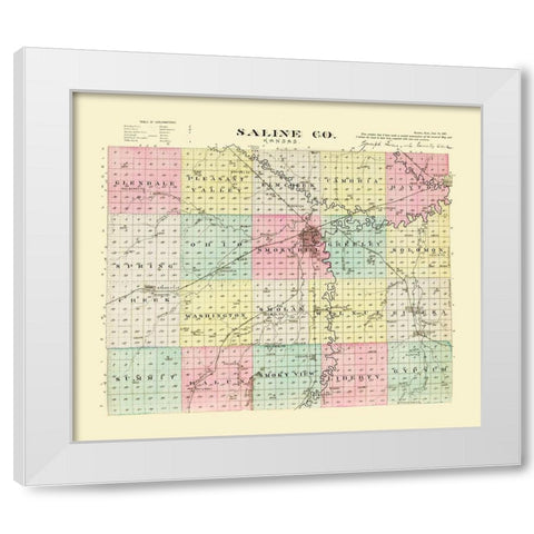 Saline Kansas - Everts 1887 White Modern Wood Framed Art Print by Everts