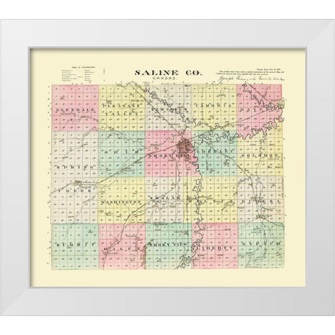 Saline Kansas - Everts 1887 White Modern Wood Framed Art Print by Everts