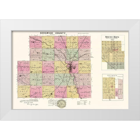 Sedgwick Kansas - Everts 1887 White Modern Wood Framed Art Print by Everts