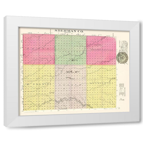 Sherman Kansas - Everts 1887 White Modern Wood Framed Art Print by Everts