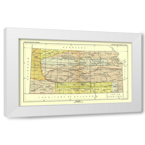 Kansas - Topeka - Hoen 1896 White Modern Wood Framed Art Print by Hoen