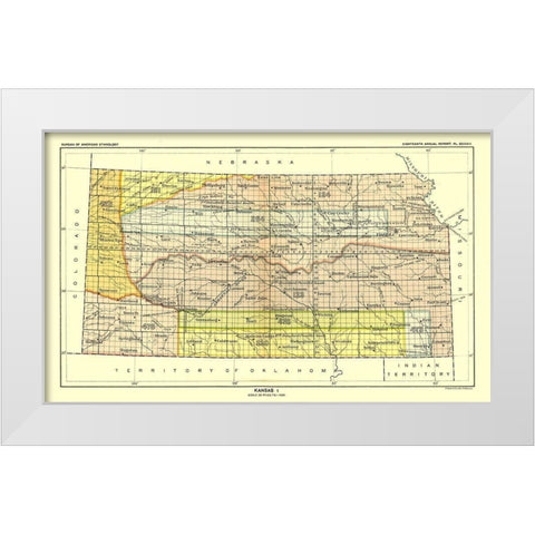 Kansas - Topeka - Hoen 1896 White Modern Wood Framed Art Print by Hoen