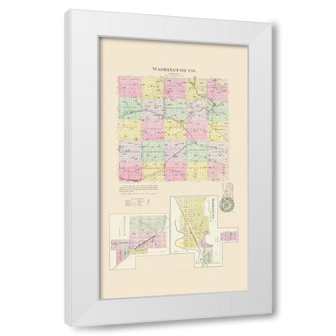 Washington Kansas - Everts 1887 White Modern Wood Framed Art Print by Everts