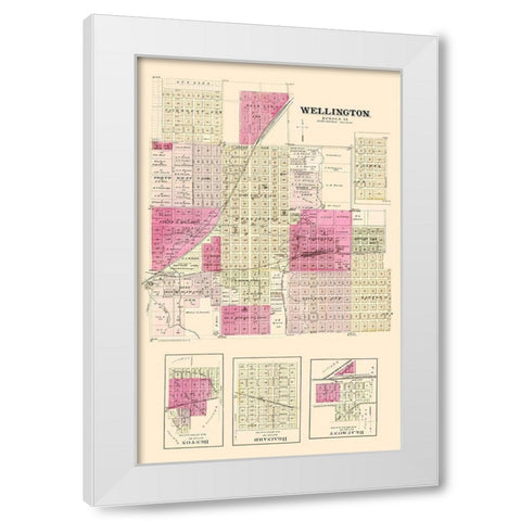 Wellington Kansas Landowner - Everts 1887 White Modern Wood Framed Art Print by Everts