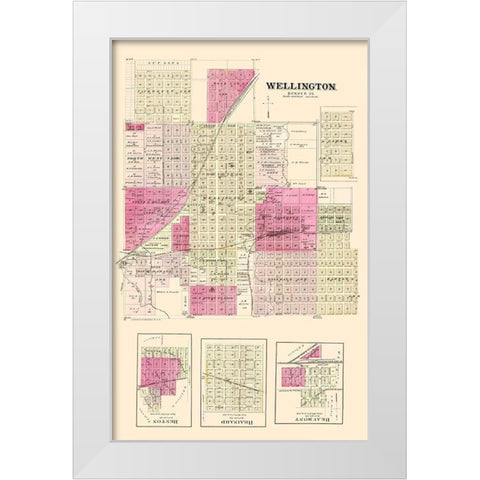 Wellington Kansas Landowner - Everts 1887 White Modern Wood Framed Art Print by Everts