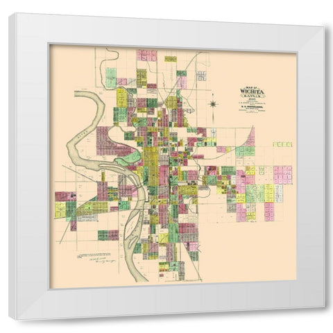 Wichita Kansas Landowner - Everts 1887 White Modern Wood Framed Art Print by Everts