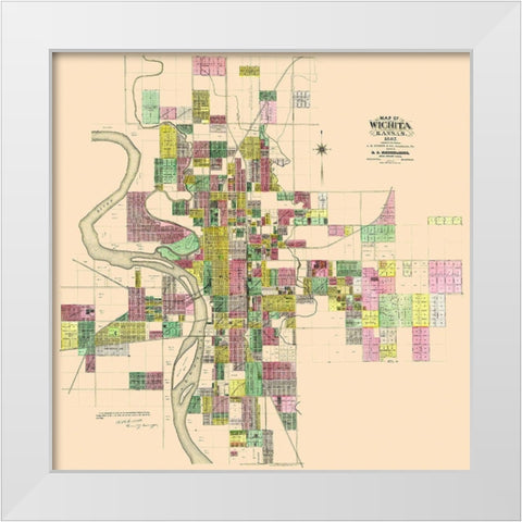 Wichita Kansas Landowner - Everts 1887 White Modern Wood Framed Art Print by Everts