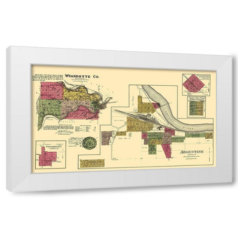 Wyandotte Kansas Landowner - Everts 1878 White Modern Wood Framed Art Print by Everts