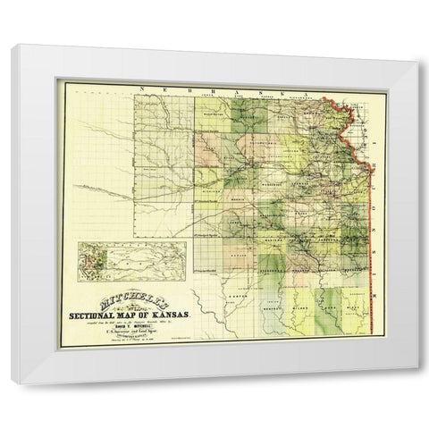 Kansas - Mitchell 1859 White Modern Wood Framed Art Print by Mitchell