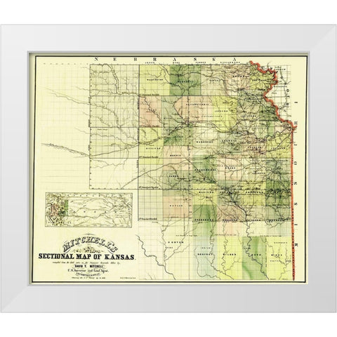 Kansas - Mitchell 1859 White Modern Wood Framed Art Print by Mitchell
