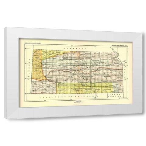Kansas - Bureau of American Ethnology 1896 White Modern Wood Framed Art Print by Bureau of American Ethnology