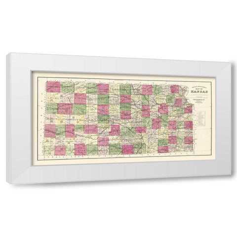 Kansas - Everts 1887 White Modern Wood Framed Art Print by Everts