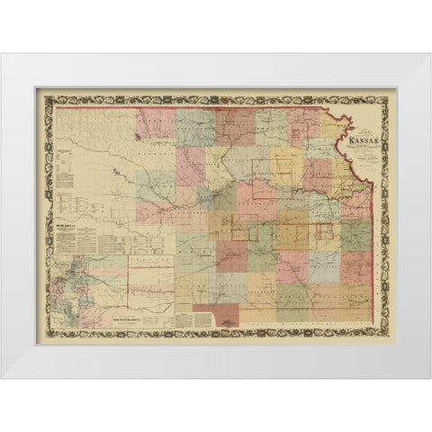 Kansas Projected Railroads - Keelerge 1867 White Modern Wood Framed Art Print by Keelerge
