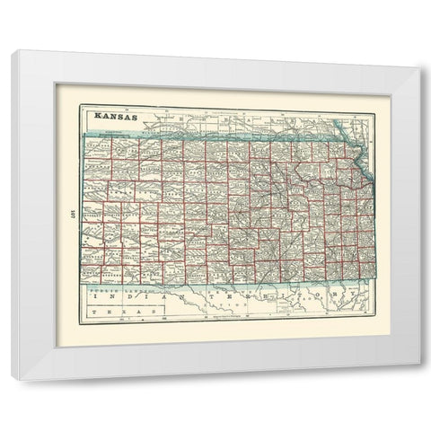 Kansas - Rathbun 1893 White Modern Wood Framed Art Print by Rathbun