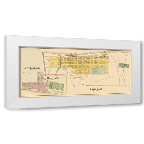 Ashland Kentucky - Hayes 1877 White Modern Wood Framed Art Print by Hayes