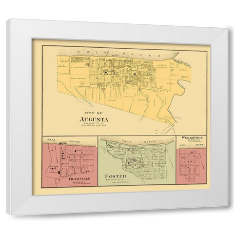Augusta, Tietzville, Foster, Wellsburgh Kentucky White Modern Wood Framed Art Print by Hayes