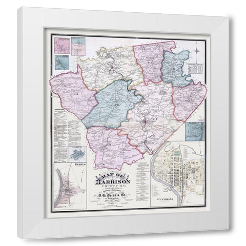 Harrison County Kentucky - Beers 1877  White Modern Wood Framed Art Print by Beers