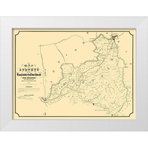 Louisville Cincinnati Railroad Kentucky - St John 1866  White Modern Wood Framed Art Print by St John