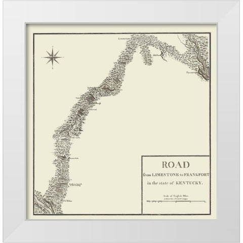Limestone to Frankfort Kentucky Roads White Modern Wood Framed Art Print by Bertrand