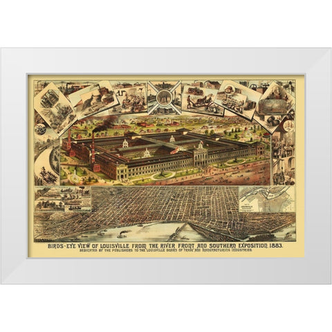 Louisville Kentucky - Clarke 1883 White Modern Wood Framed Art Print by Clarke