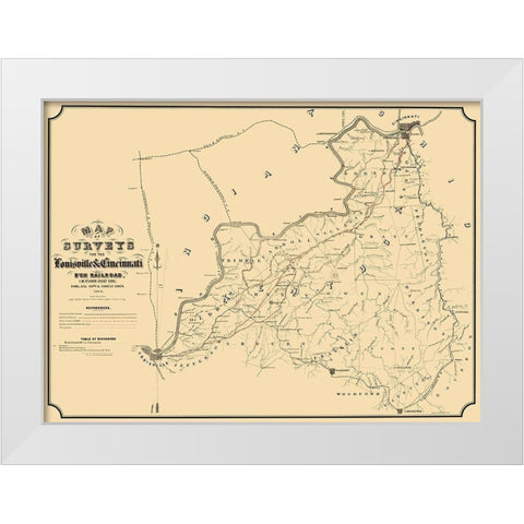 Louisville and Cincinnati Railroad - St John 1866 White Modern Wood Framed Art Print by St John