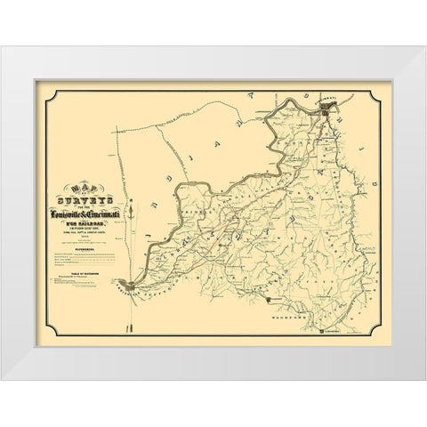 Louisville and Cincinnati Branch Railroad 1866 White Modern Wood Framed Art Print by German