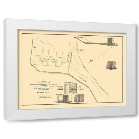Louisville, Shipping Port Canal Kentucky White Modern Wood Framed Art Print by Gales