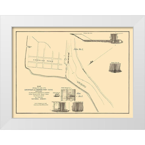 Louisville, Shipping Port Canal Kentucky White Modern Wood Framed Art Print by Gales