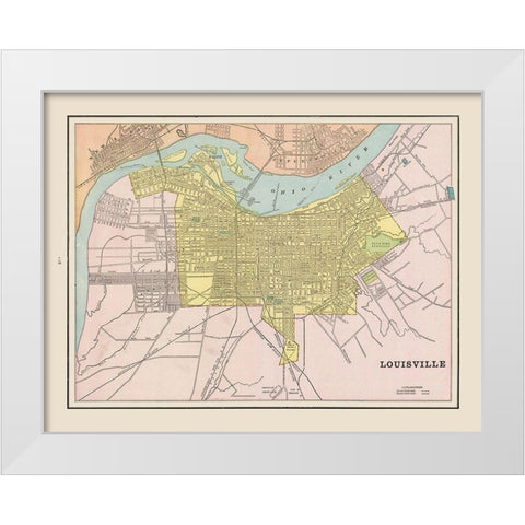 Louisville  Kentucky - Cram 1892 White Modern Wood Framed Art Print by Cram