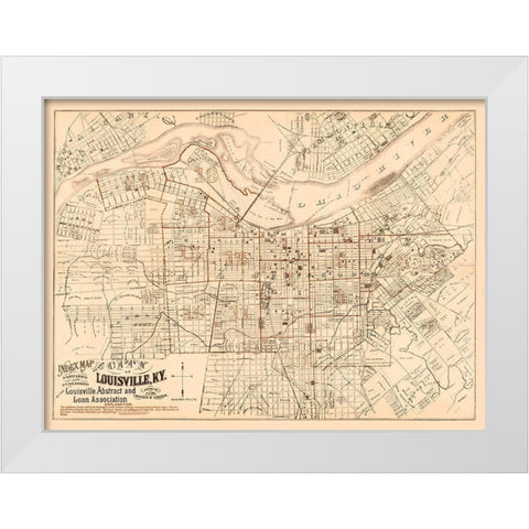 Louisville Kentucky - Breckenridge 1879  White Modern Wood Framed Art Print by Brakenridge