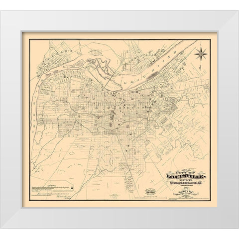 Louisville Kentucky - Coghlan 1873  White Modern Wood Framed Art Print by Coghlan