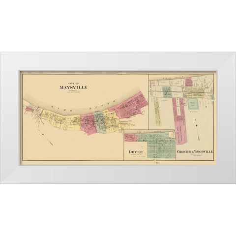 Maysville Kentucky - Griffing 1876 White Modern Wood Framed Art Print by Griffing