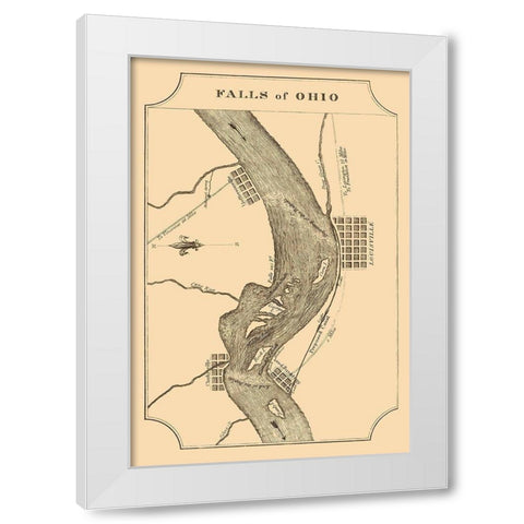 Ohio River Falls - Melish 1812 White Modern Wood Framed Art Print by Melish