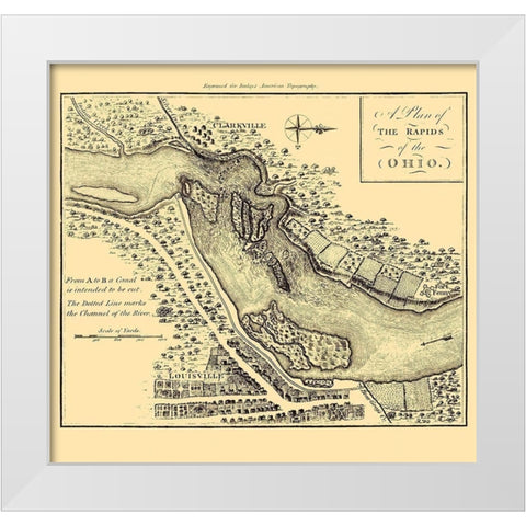 Ohio River Rapids - Debrett 1797 White Modern Wood Framed Art Print by Debrett