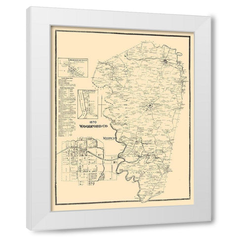 Woodford County Kentucky - Beers 1970  White Modern Wood Framed Art Print by Beers