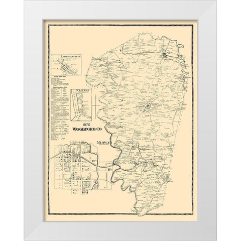 Woodford County Kentucky - Beers 1970  White Modern Wood Framed Art Print by Beers